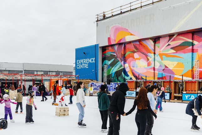 A Massive Ice Skating Rink is Taking Over a Former Airport Hangar in Toronto
