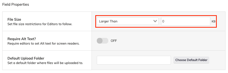 Creating size restrictions for editors in Agility CMS