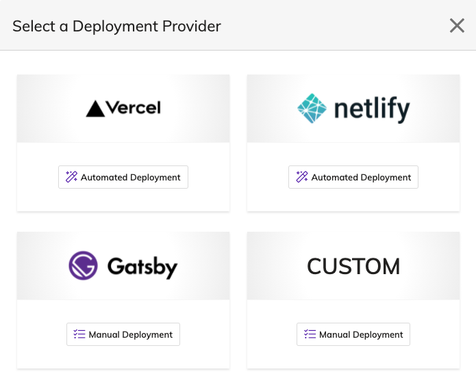 Selecting an deployment provider for Agility CMS
