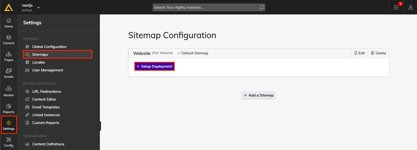 Setting up a deployment in Agility CMS