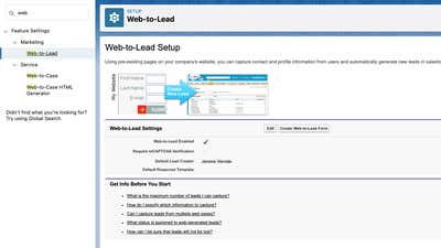 Web-to-lead page