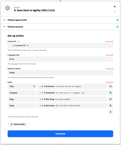 Saving Zapier content with Agility CMS