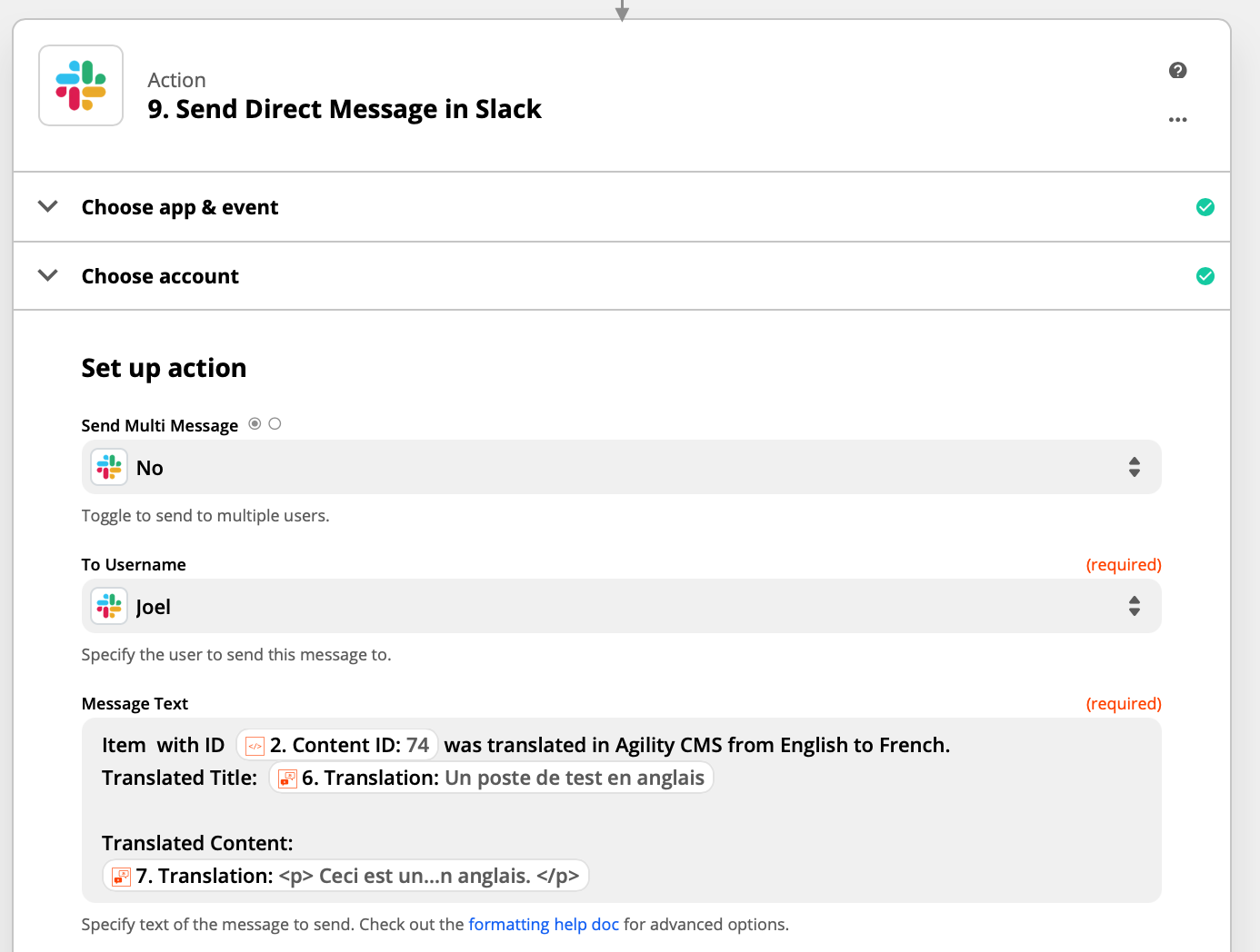 Sending messages in Slack on agilitycms.com