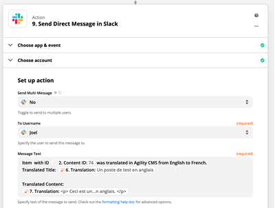 Sending messages in Slack on agilitycms.com