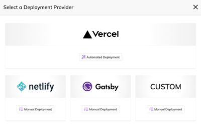 Selecting deployment for Agility CMS