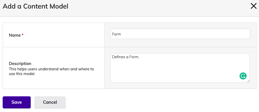 Creating a form content model with Agility CMS