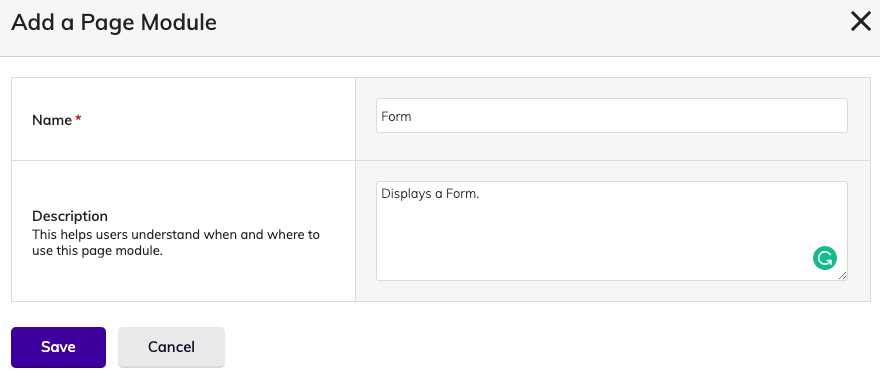 Create a page module form in Agility CMS