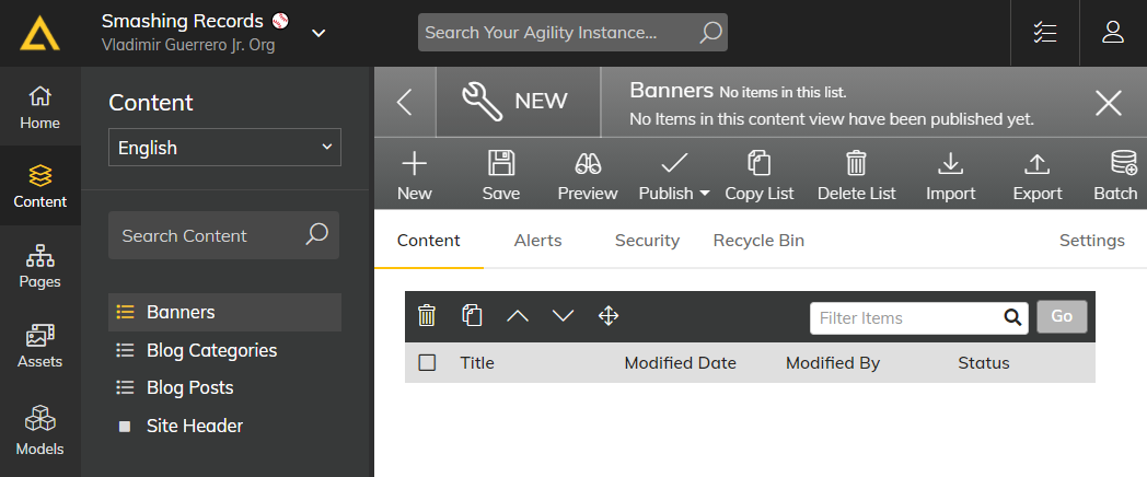 Accessing banners in Agility CMS