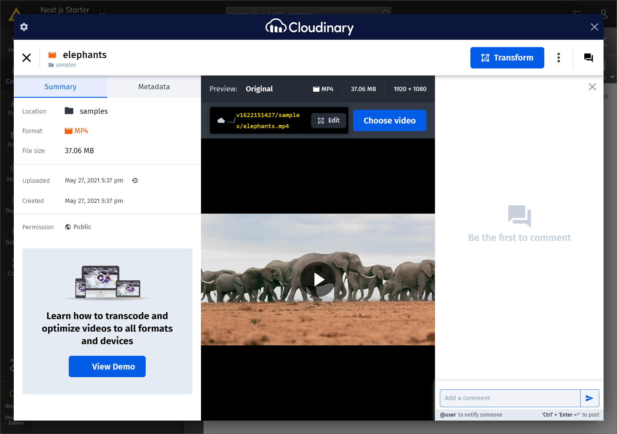 Browsing Cloudinary videos with Agility CMS integration&nbsp;