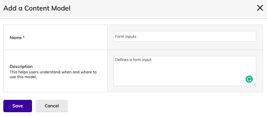 Adding a content model for forms in Agility CMS