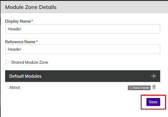 Module zone details for page templates in Agility CMS