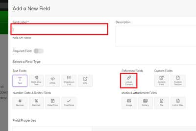 Adding a new field (earlier version of the interface)