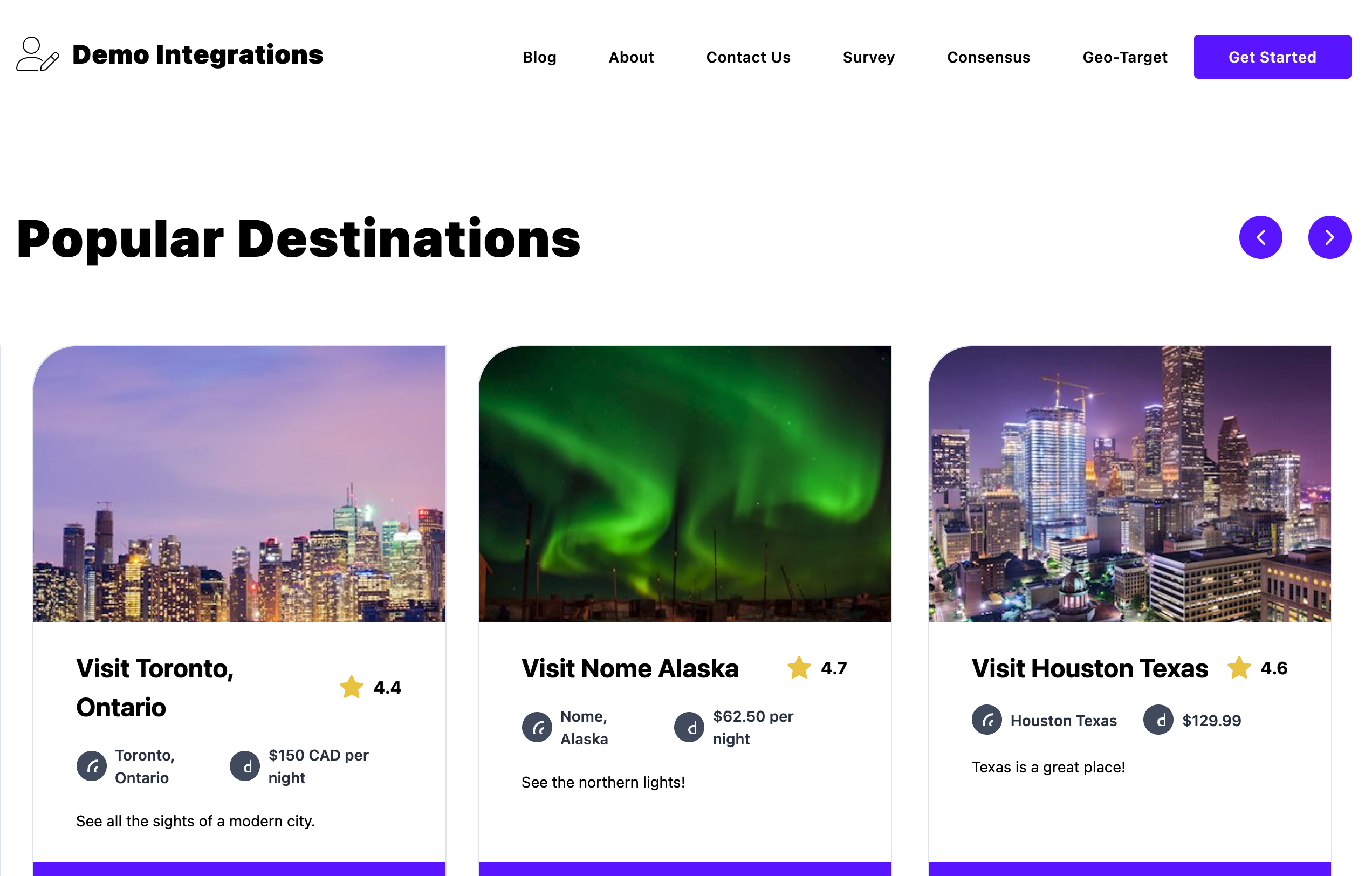 Selecting destinations for personalization on agilitycms.com