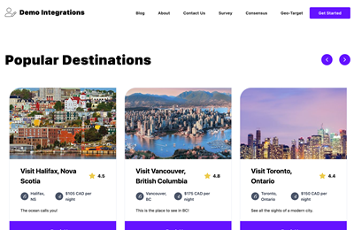 Popular destination selection on agilitycms.com