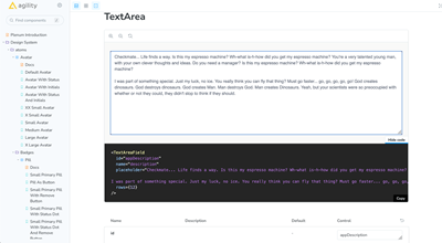 Example screenshot of the Plenum library for Agility<br>