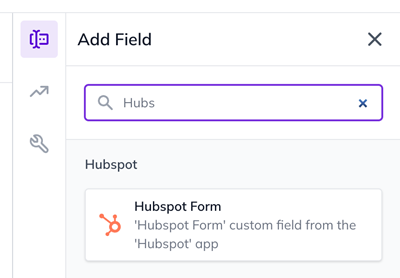 Choosing the Hubspot Form field type.