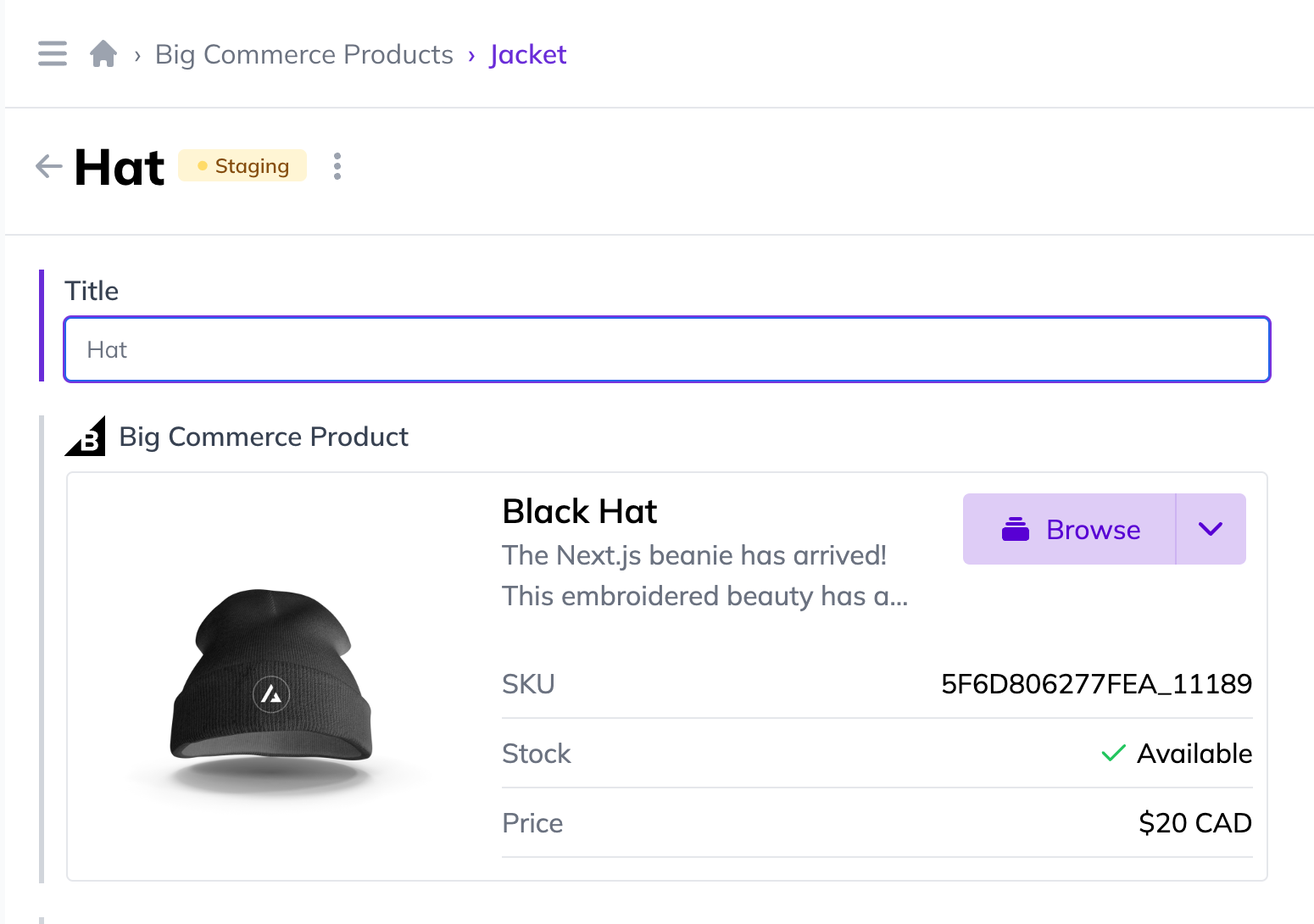 BigCommerce Product field