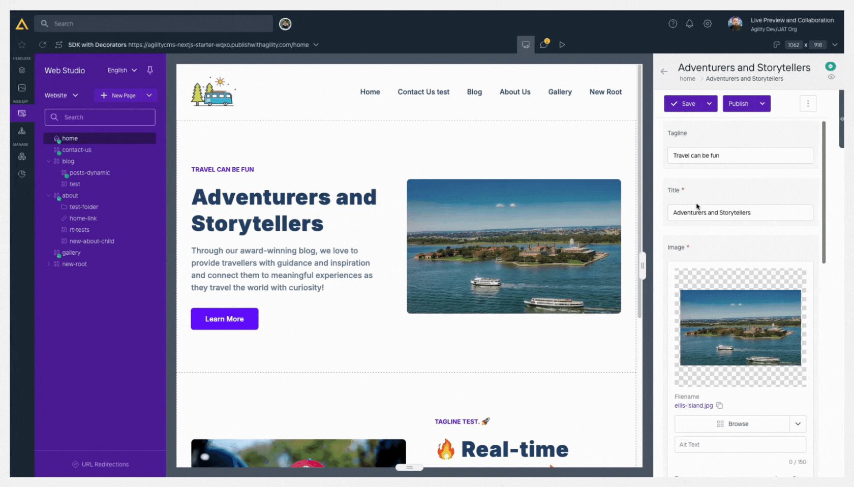 Previewing in Web Studio | Agility Docs