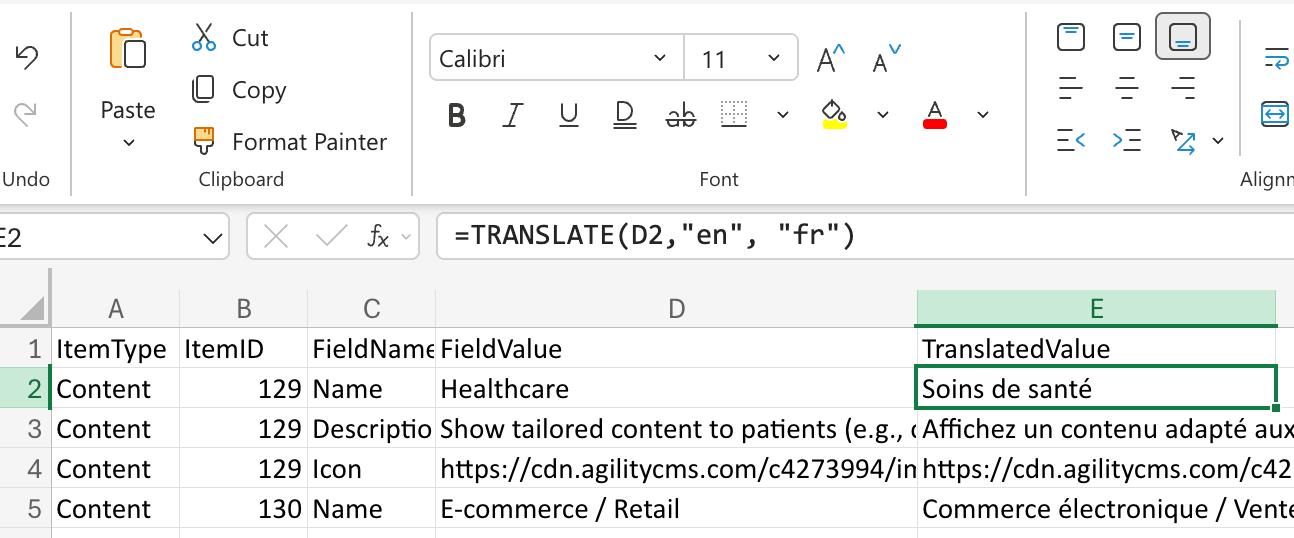 TRANSLATE formula example
