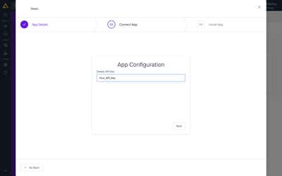 The Connect App step, where the DeepL API key is entered