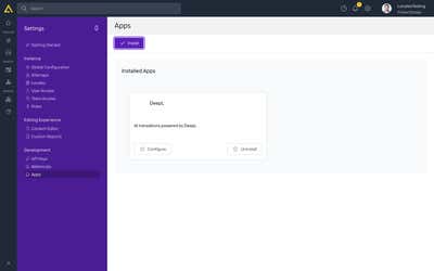 DeepL listed under Installed Apps, with Configure and Uninstall