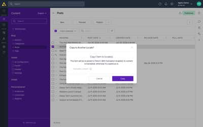 Without the DeepL app, Translate Content is greyed out and the copy is made as-is