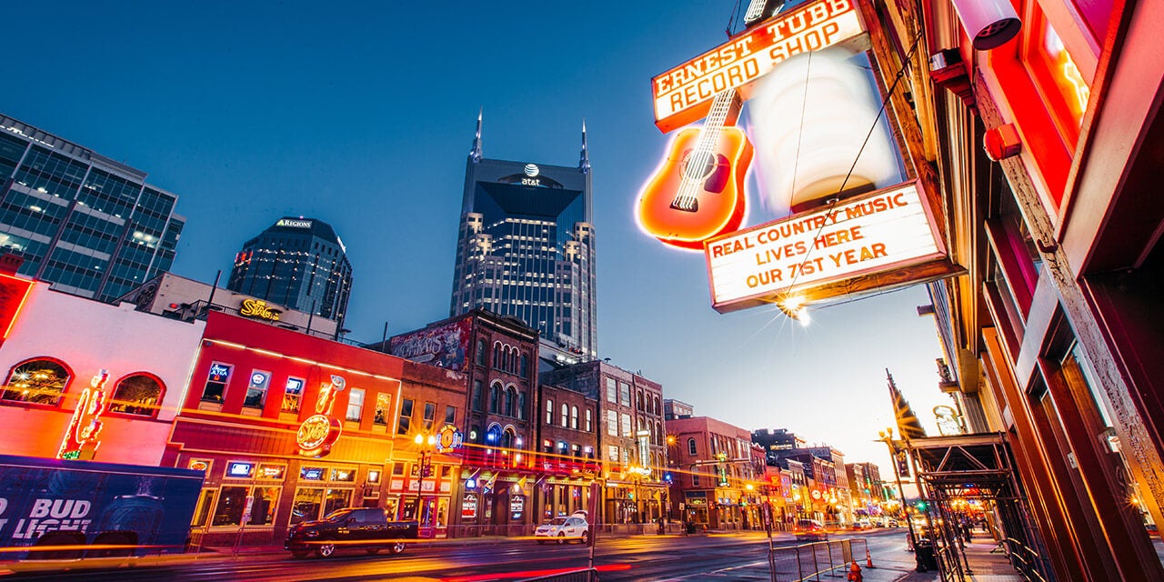 Nashville Record Shop at Night