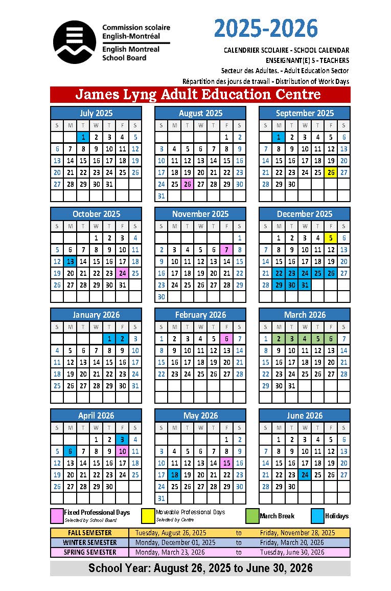 Annual Calendar 2025-2026