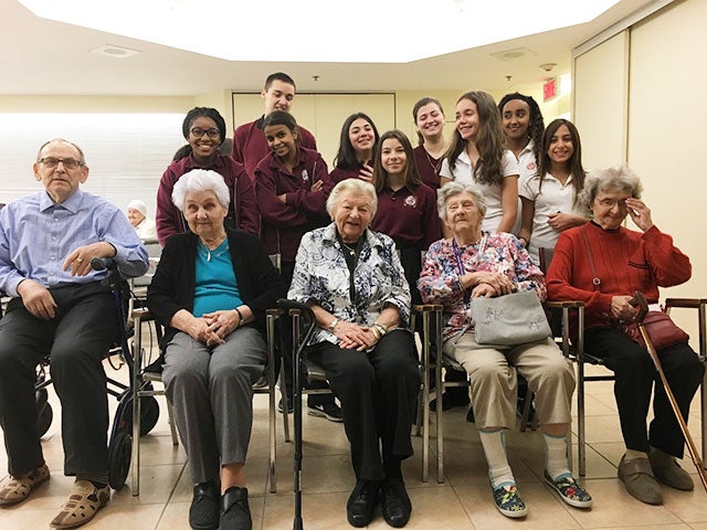 elderly people with students