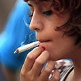 Teenager smoking cannabis