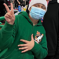 student in holiday costume