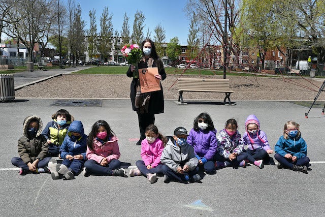 a teacher with kids