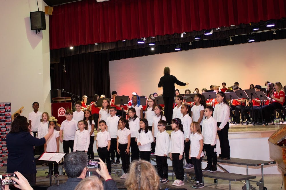 students singing