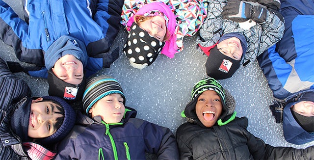 students in group on ice