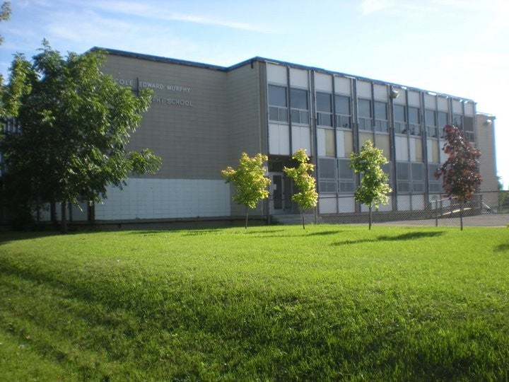 West side of the school building