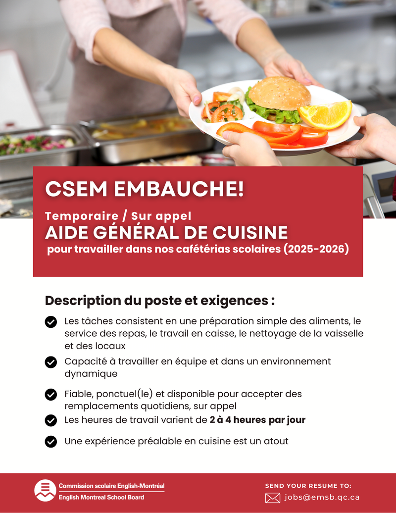 Aide général de cuisine - Cafétéria