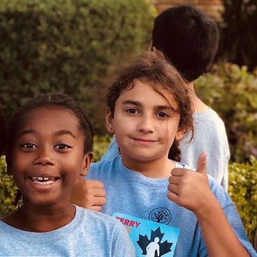 kids holding hearth paper craft