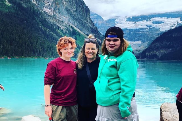 From left, Juliette Hay, Danielle Desrosiers and Carly Hay at Lake Louise, Alberta in August 2022. Photo courtesy of D. Desrosiers