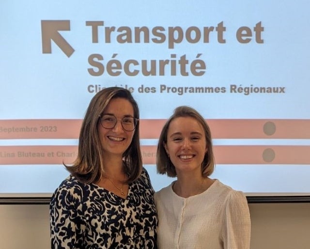 Lina Bluteau, left, and Charlotte Couture, occupational therapists with the Riverside School Board, gave a workshop on best practices for transporting students with special needs on September 19. Photo courtesy of Riverside School Board