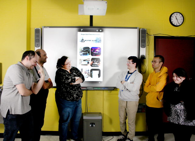 Photo: Wagar students work on the creation of an app for their school. From left: Ricardo Masciotra, Fiaz Khalid, Michelle Perron-Elgee, Nathan Stacey, Anurag Tuli and Raquel Iny. Photo: Zachary Silas-Gagnon