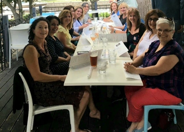 Several members of the “Super Special Moms” meet at a restaurant on the boardwalk in Ste-Anne-de-Bellevue in 2019. Photo courtesy of L. Blair