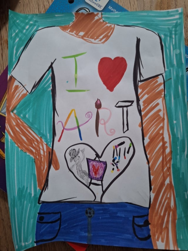 A piece of artwork that is about looking at art mindfully by Ellora Swanson. Image courtesy of D. Swanson