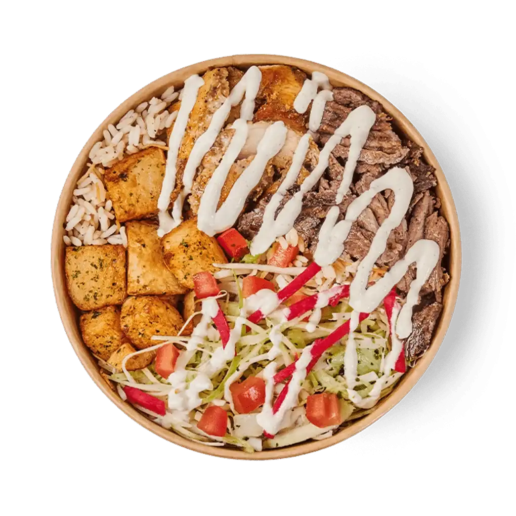For my friend and I, Saad went behind the counter himself to prepare a pair of delicious mixed shawarma bowls, containing perfectly shaved beef and chicken, with crispy garlic potatoes, rice and salad along with their garlic and special sauces.