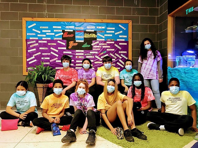 John Grant students prepare for their autism acceptance walk at John Grant High School on April 30. (Photo courtesy of John Grant High School.)