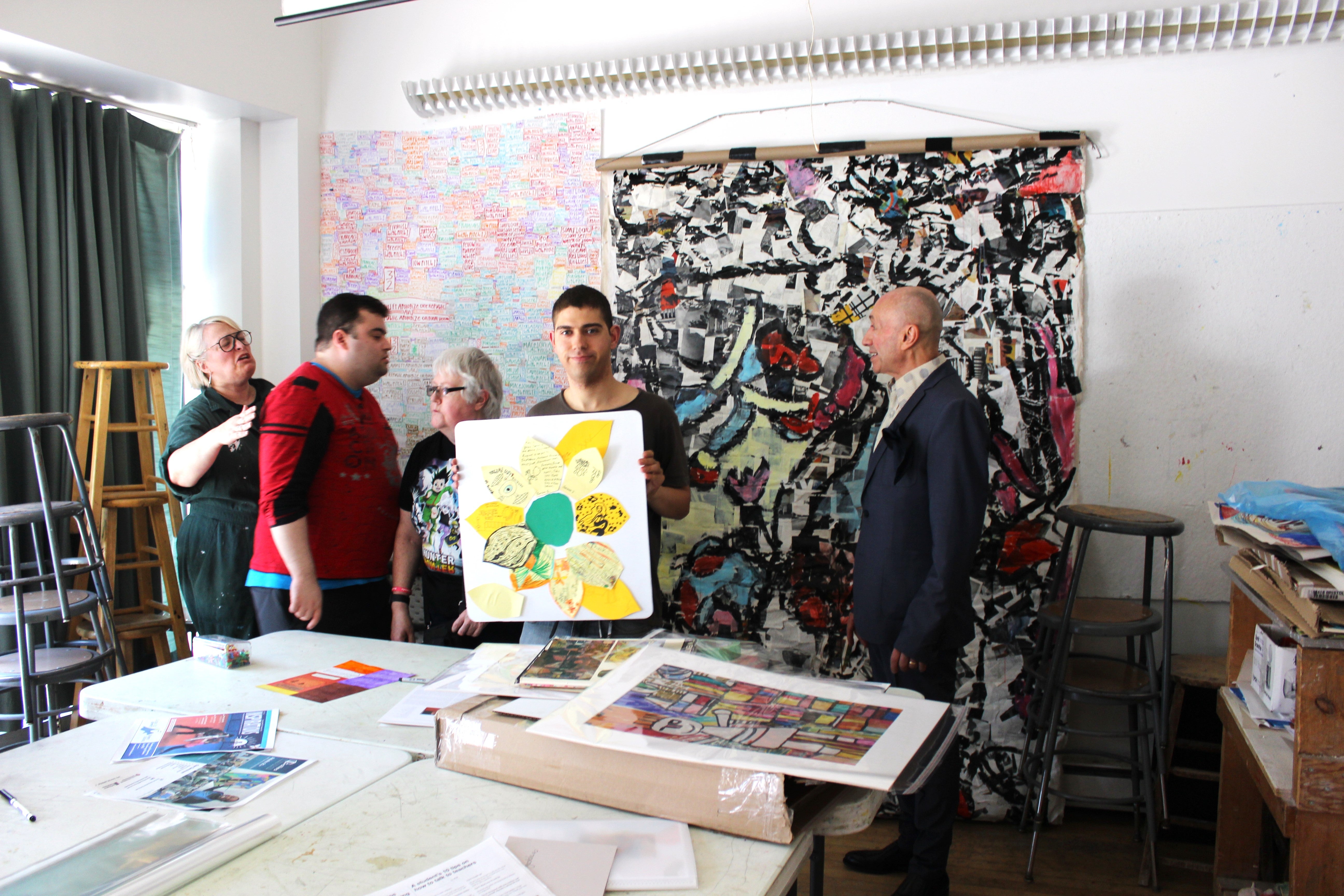 Artist John A. Schweitzer (second from left) with Wagar Adult Education The Art Seen students at The Visual Arts Centre in Westmount on May 27.