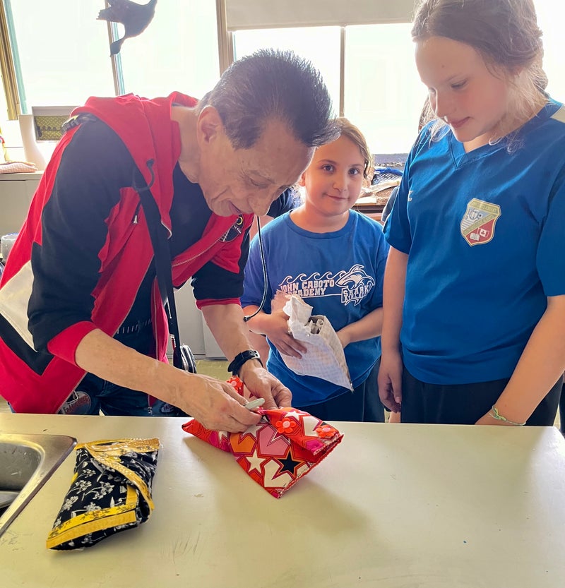 Simon Chang visited JCA students on June 6 to see the pencil cases that they created this school year." /></p> <p>Simon Chang visited JCA students on June 6 to see the pencil cases that they created this school year.