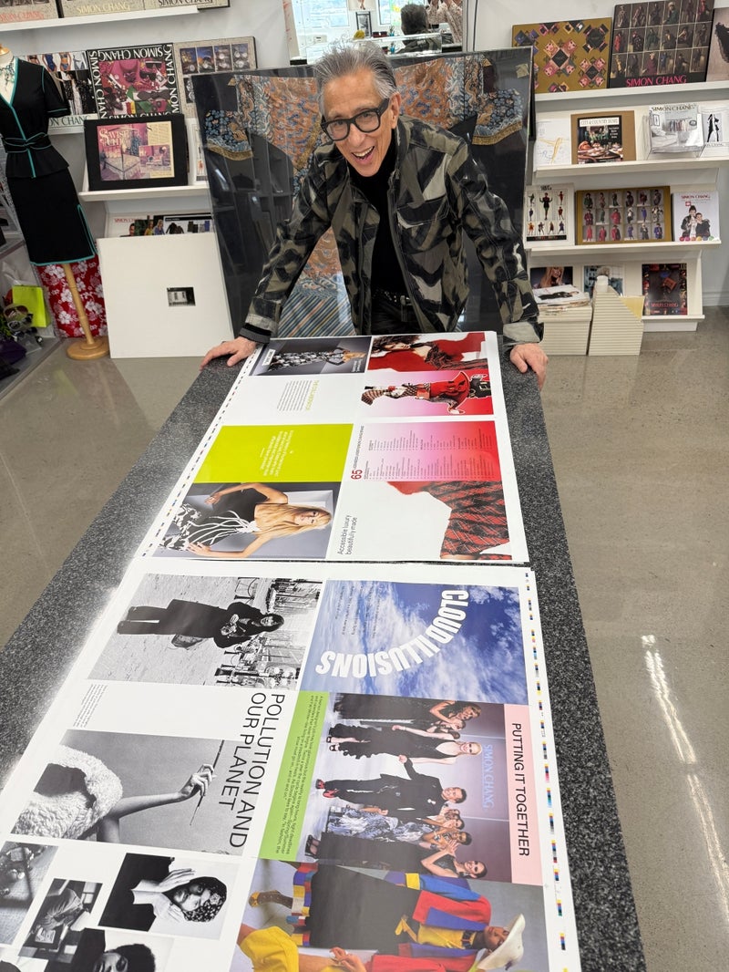 Simon Chang reveals a preview of the pages of his new book at his atelier on April 28. Photo: Mark Bergman