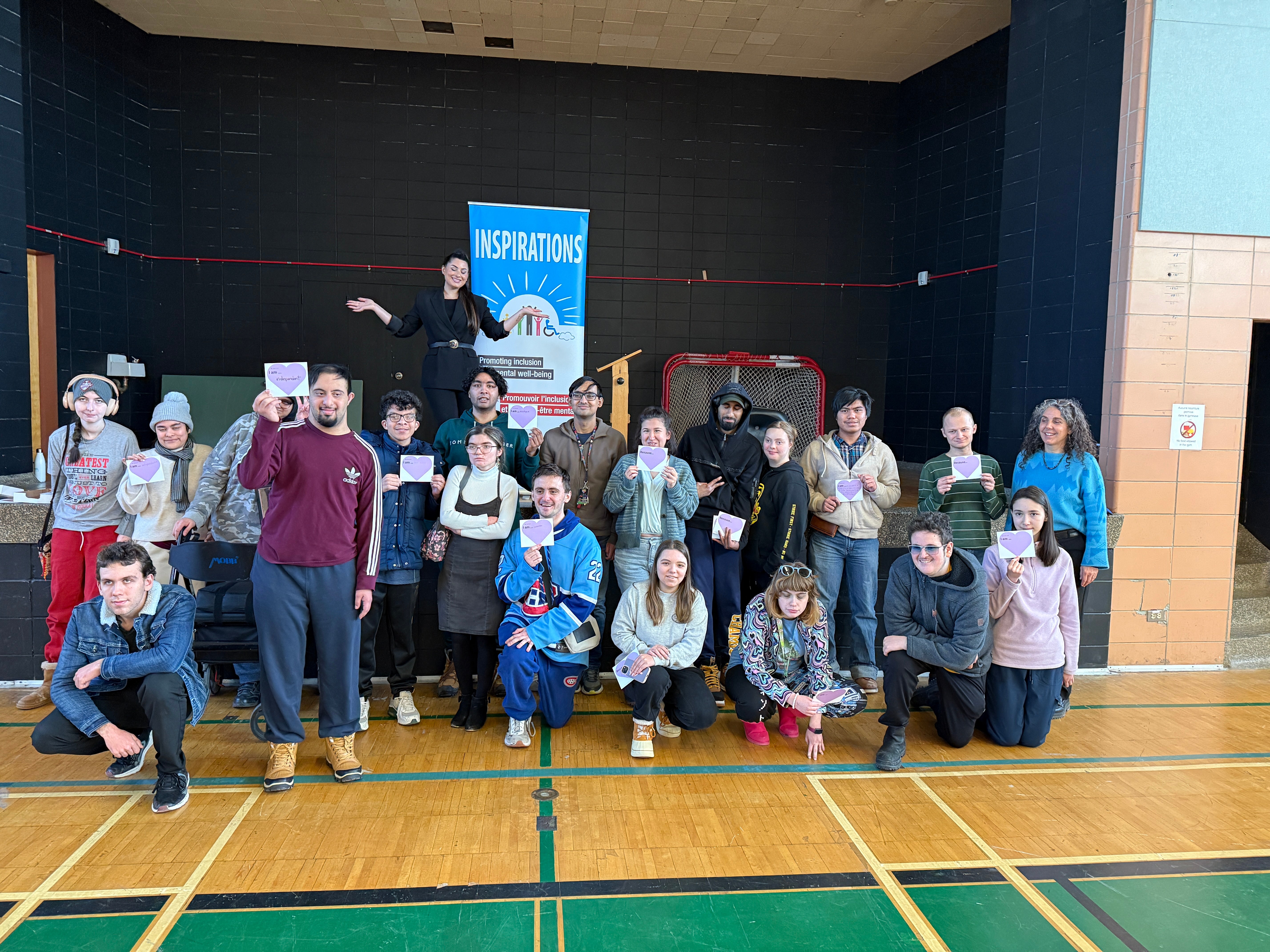 Caption: Maryam Ganni’s reflective activity, completed by the students, can now be seen outside the gymnasium in Place Cartier. Photo: Denise OBriain. 