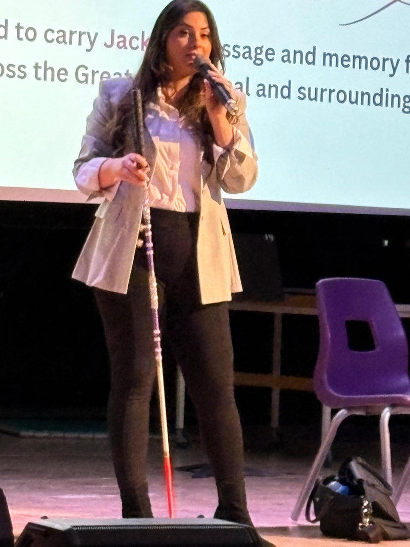  Photo: 4615 &ndash; Maryam presenting Maryam Ganni presenting to unstoppable champions at Westmount High School on February 4.