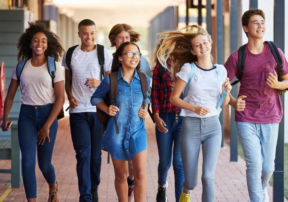 Happy High School Students 